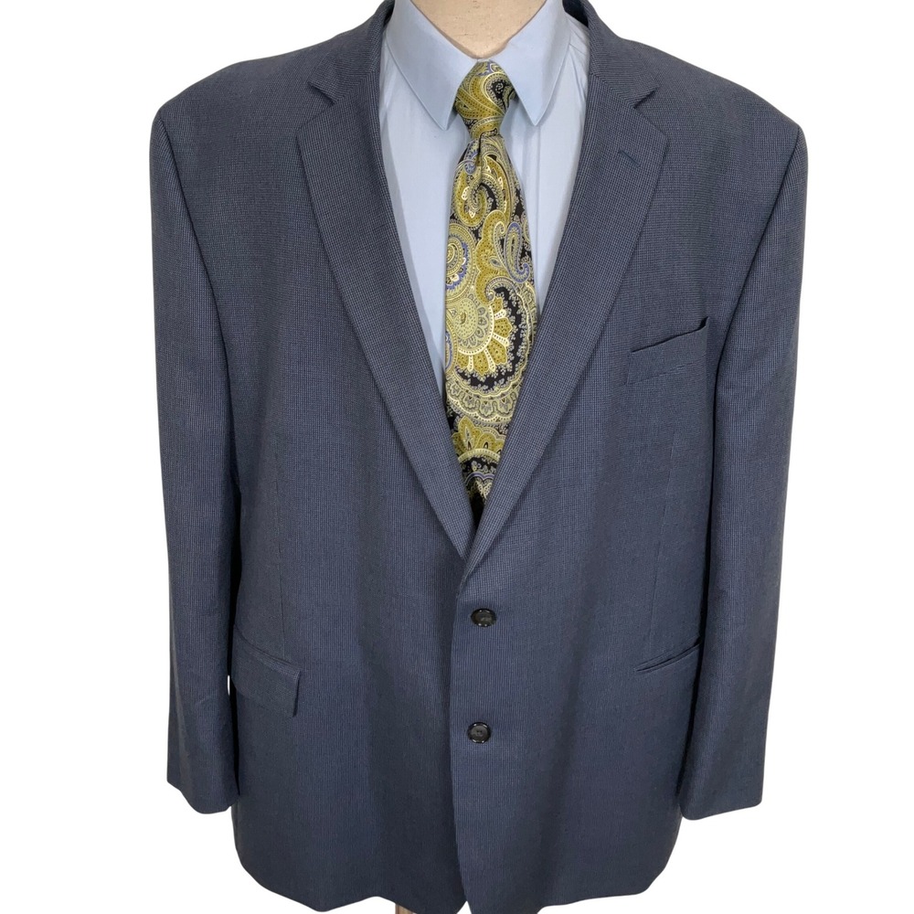 Stafford Blazer Men 54BL Blue Travel Big Tall 2 Button Year Round Sport Coat